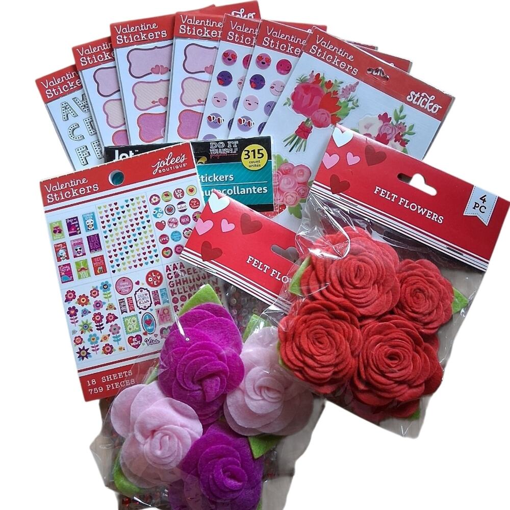 Valentine's Scrapbook Junk Journal Sticker Lot Bundle